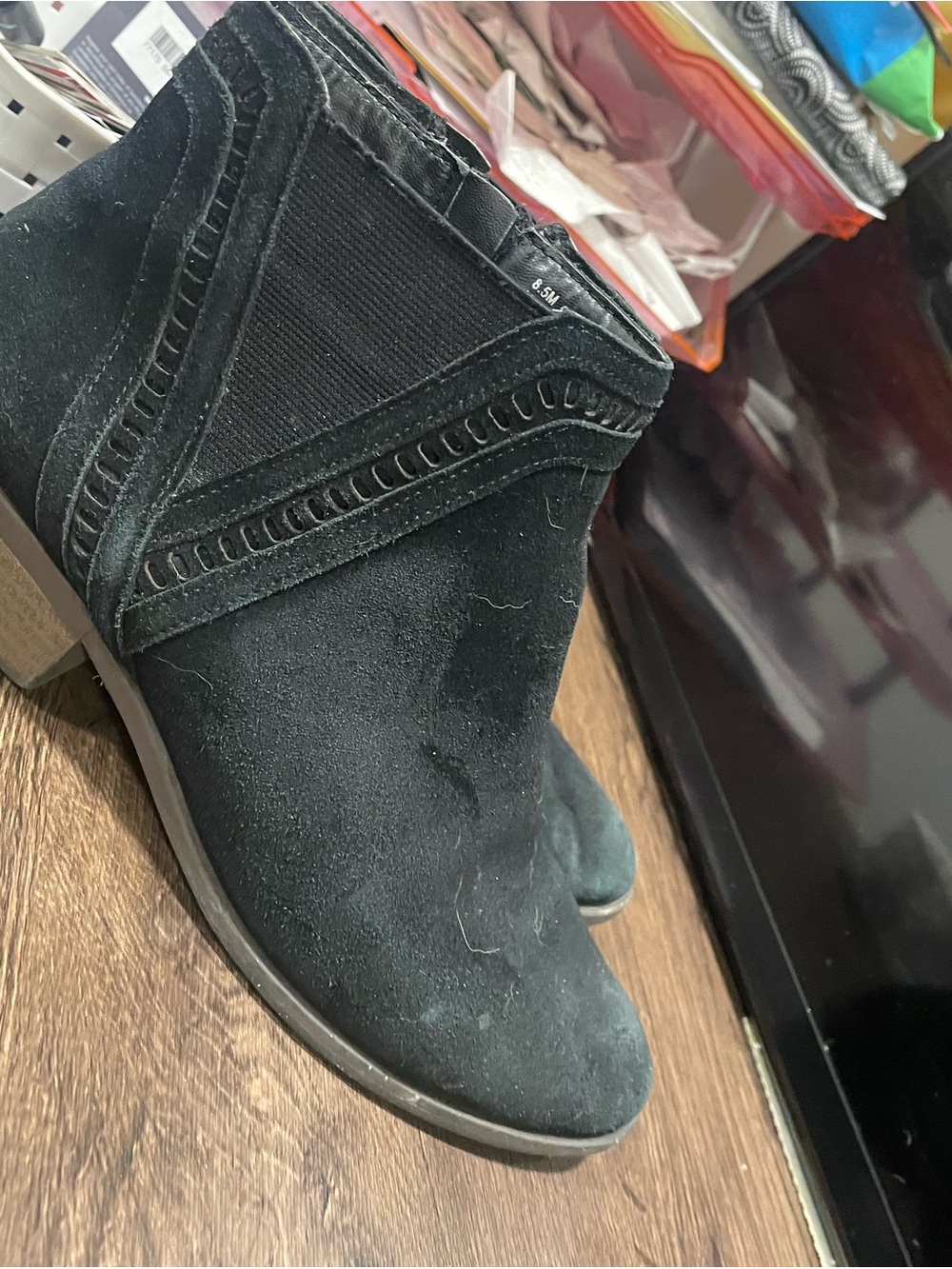 Women's Black Suede Ankle Booties - Classic Slip-On Style